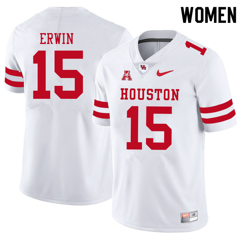 Women #15 Jaylen Erwin Houston Cougars College Football Jerseys Sale-White - Click Image to Close